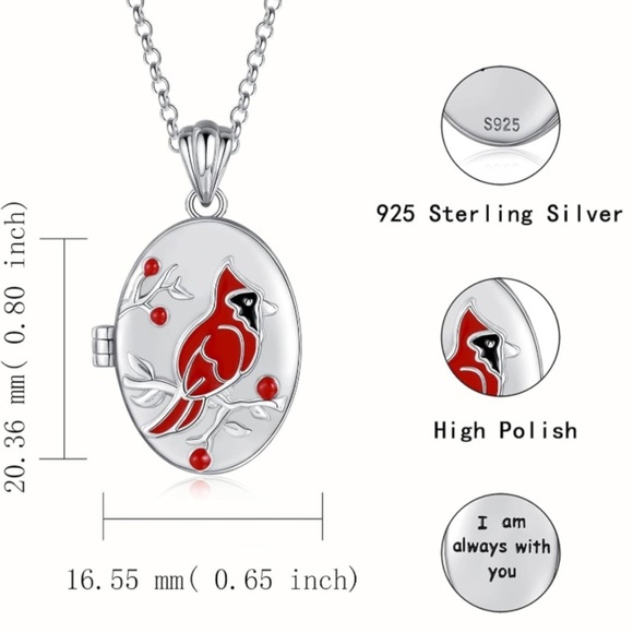 Angel Cardinal Locket Necklace - Picture 10 of 10